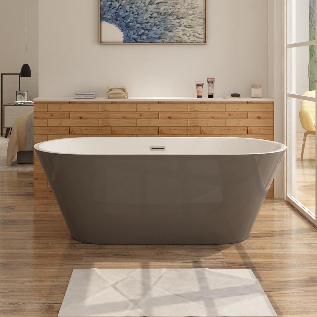 LUGANO Baignoire îlot gris et blanc 170 x 80 cm