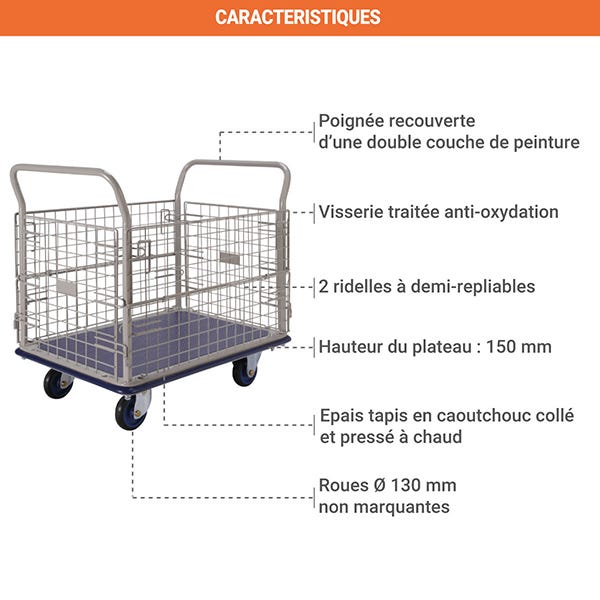 Chariot grillagé - Charge max 400 kg - 805007285 2
