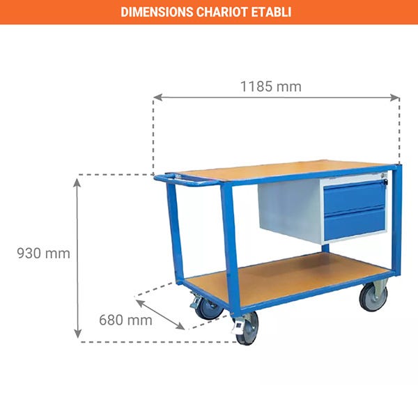 Chariot établi 2 tiroirs - Charge max 500kg - 880009548 1