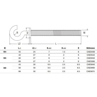 Crochet à embase métal filletage métrique M6x60-SBOX en boîte de 25 - SCELL-IT - CAE066 1