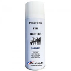 Peinture Fer Rouille - Metaltop - Blanc signalisation - RAL 9016 - Bombe 400mL 0