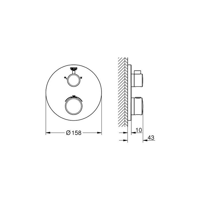 Grohe Grohtherm Set de douche encastré avec mitigeur thermostatique, douche de tête 210mm et douchette 2 jets, Chrome (34727000-NEW) 2