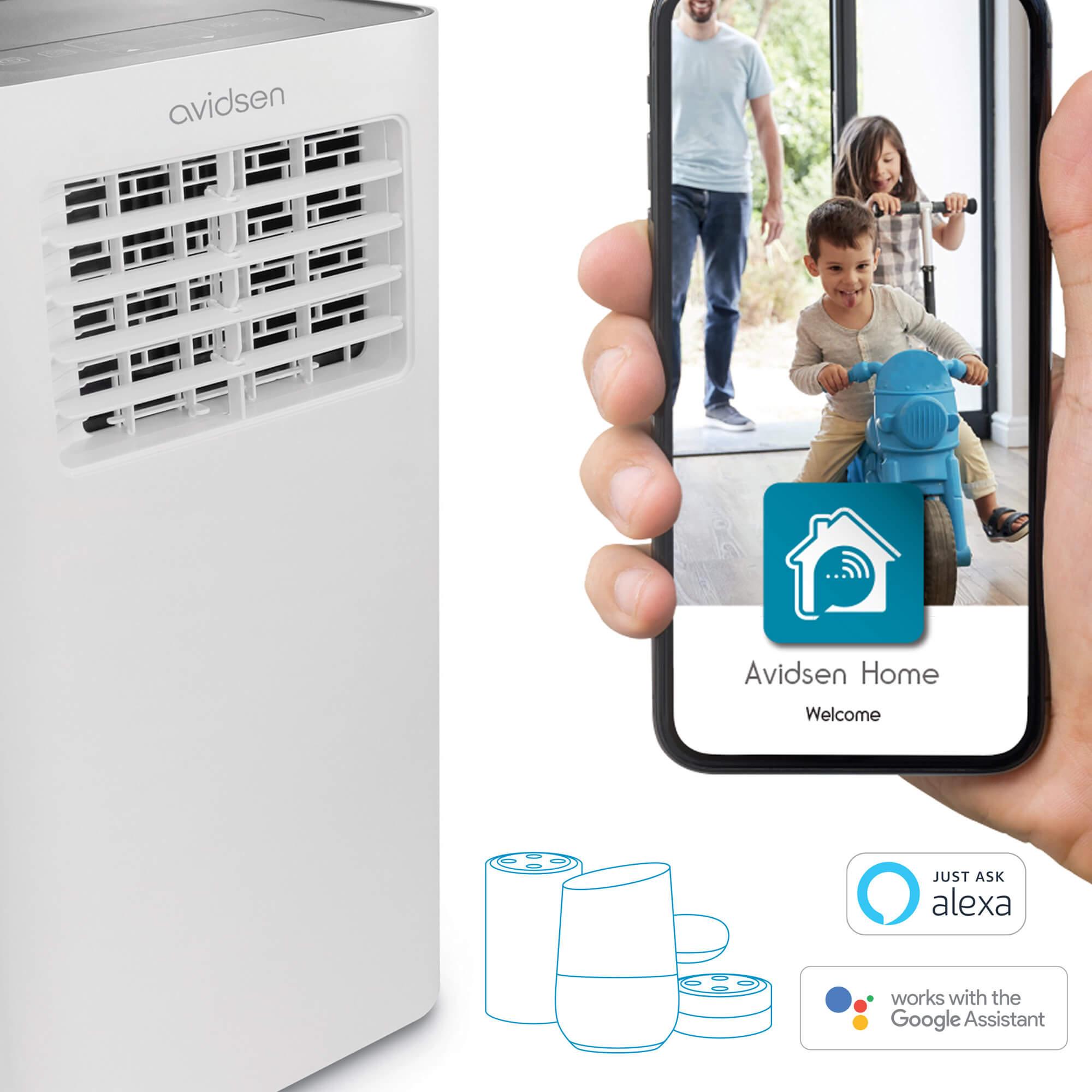 HomeFresh - Climatisation / Ventilateur / Déshumidificateur mobile connecté Alexa, Google et AvidsenHome -