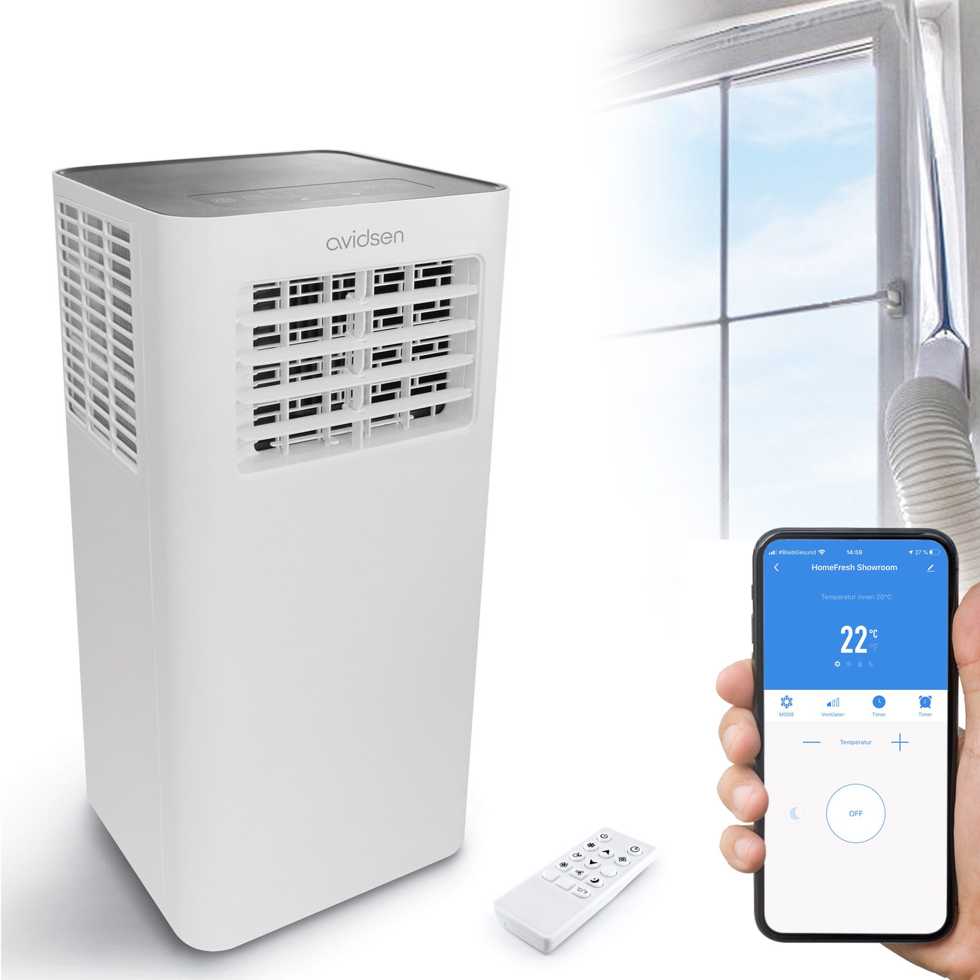 HomeFresh - Climatiseur / Ventilateur / Déshumidificateur mobile connecté Alexa, Google et AvidsenHome - 7