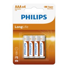Lot De 4 Piles Aaa Philips Longlife 0