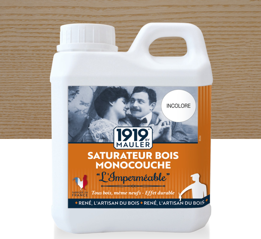 Saturateur bois monocouche 5L Incolore L'Imperméable 1919 BY MAULER : protège, entretien, rénove le bois extérieur