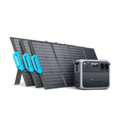 POWEROAK BLUETTI AC200P Groupe électrogène portable 2000Wh Générateur solaire avec 3xPV120 panneaux solaires monocristallins de 120W chacun 0