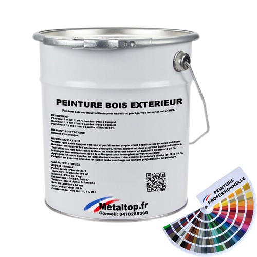 Peinture Bois Exterieur - Pot 5 L - Metaltop - 6024 - Vert signalisation