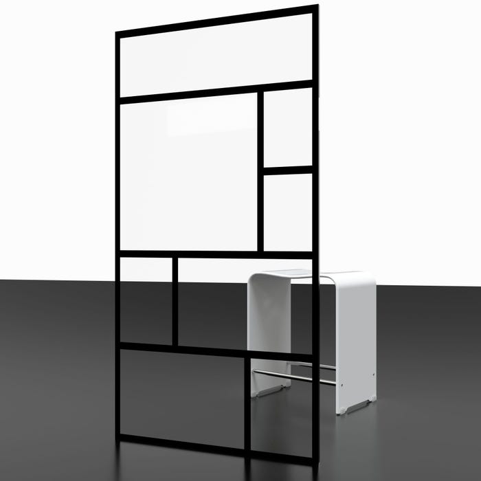 Schulte porte de douche pivotante, 90 x 192 cm, verre 5 mm transparent anticalcaire, sérigraphie verrière, style industriel, profilé noir 4