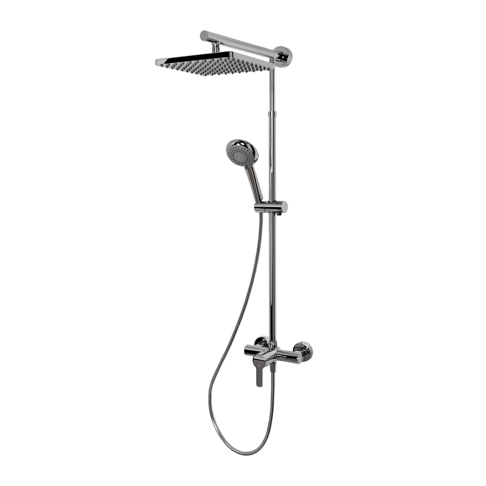 Schulte colonne de douche réglable en hauteur avec mitigeur, 42 x 92 - 155 cm, douchette à main ronde, aspect chromé, pommeau carré orientable