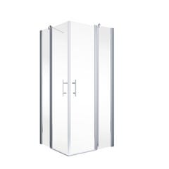 Schulte paroi de douche acces d'angle droit avec portes de douche battantes, 90 x 90 x 192 cm, verre 5 mm transparent anticalcaire, alu argenté 1