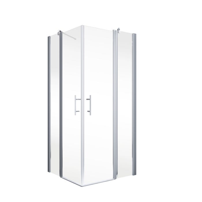 Schulte paroi de douche acces d'angle droit avec portes de douche battantes, 90 x 90 x 192 cm, verre 5 mm transparent anticalcaire, alu argenté 1