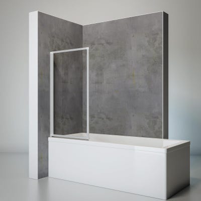Schulte pare-baignoire rabattable sans percer, 70 x 120 cm, écran de baignoire pivotant à coller, verre 3mm transparent, profilé alu argenté, 1 volet 0
