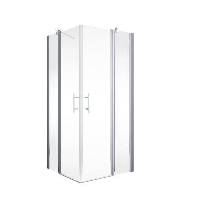Accès d'angle droit avec portes de douche battantes, 90 x 90 cm