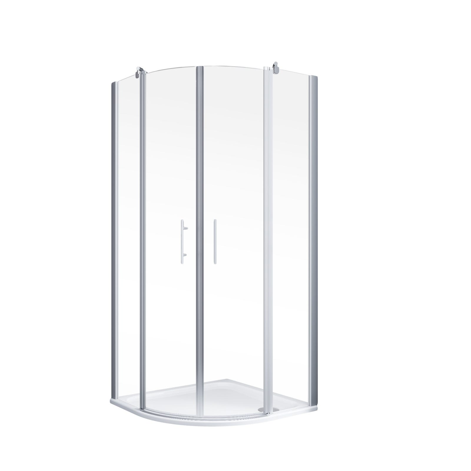 Schulte paroi de douche acces d'angle arrondi avec portes battantes, 90 x 90 x 192 cm, verre 5 mm transparent anticalcaire, alu argenté 1