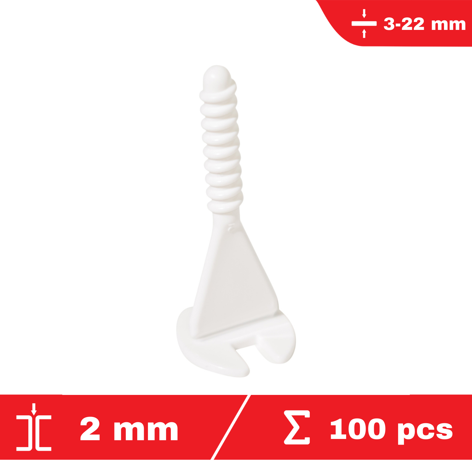 Lot de 100 croisillons à cadran autonivelants TWIST-IT 2mm - système de nivellement de carrelage - FLAT-PRO