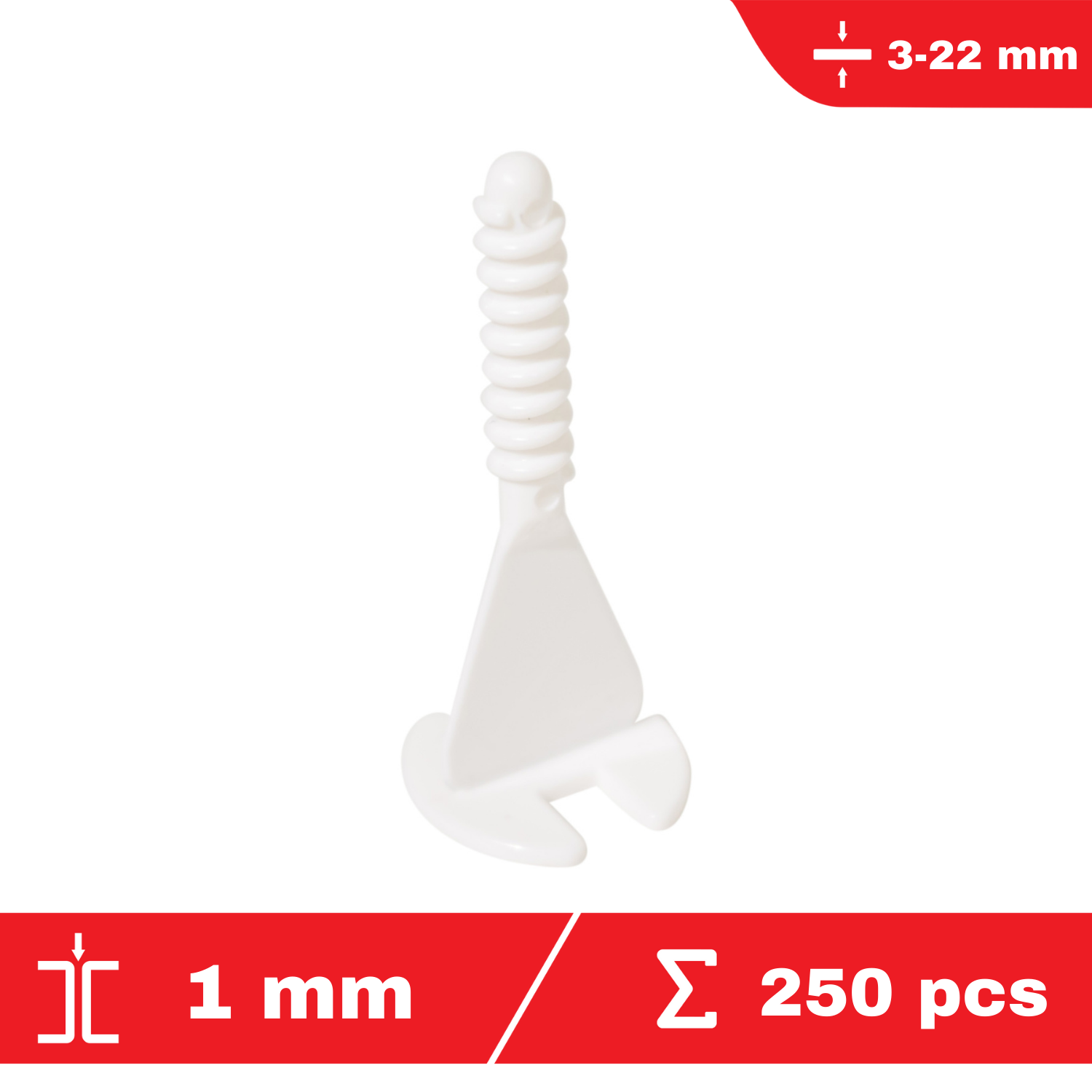 Lot de 250 croisillons à cadran autonivelants TWIST-IT 1mm - système de nivellement de carrelage - FLAT-PRO