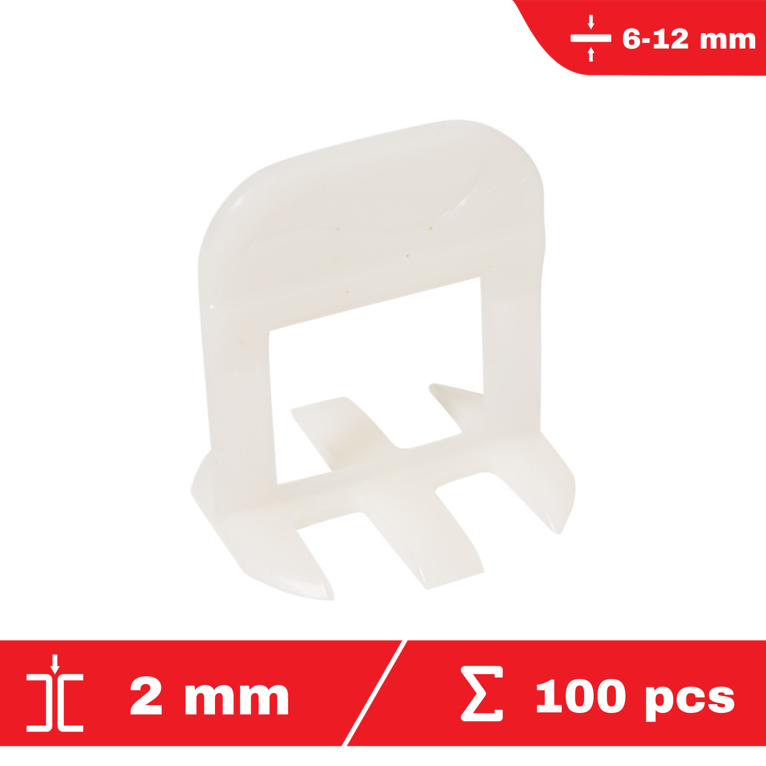 Lot de 100 croisillons à cale autonivelants CLIP-IT 2mm - système de nivellement de carrelage - FLAT-PRO