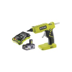 Pack RYOBI Pistolet à colle 18V OnePlus R18GLU-0 - 1 Batterie 3.0Ah High Energy - 1 Chargeur ultra rapide 0