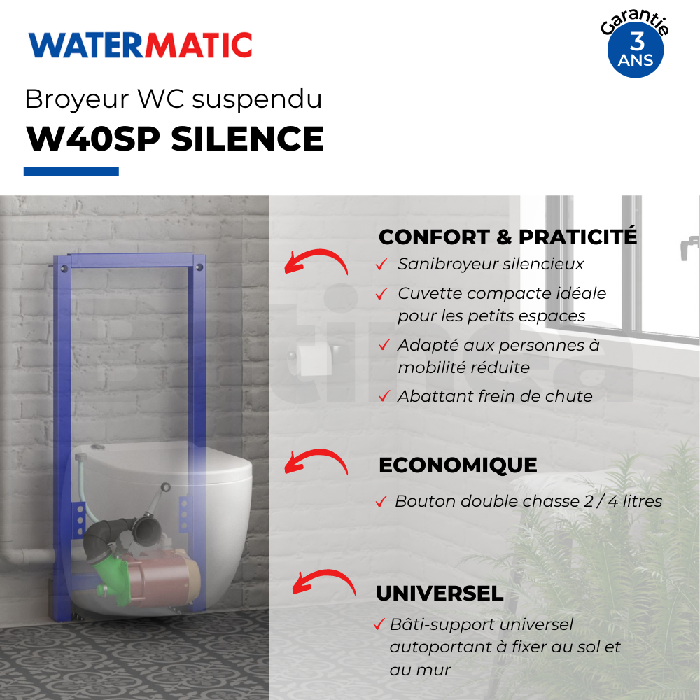 WC broyeur Watermatic W40SP + abattant 1