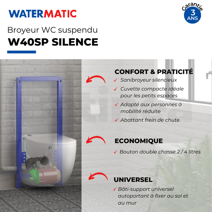 WC broyeur Watermatic W40SP + abattant 1