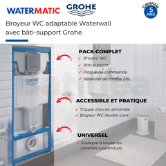 Broyeur WC adaptable WATERMATIC Waterwall avec bâti support GROHE 1