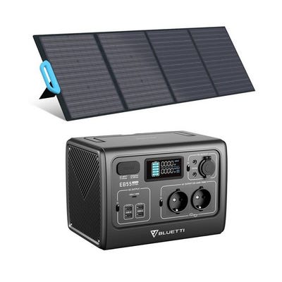 BLUETTI Kit de station énergie solaire avec 1xEB55GRAY générateur solaire portable 700W/537Wh avec panneau solaire pliable 120W