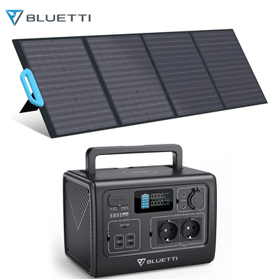 BLUETTI Kit de station énergie solaire avec 1xEB55GRAY générateur solaire portable 700W/537Wh avec panneau solaire pliable 200W