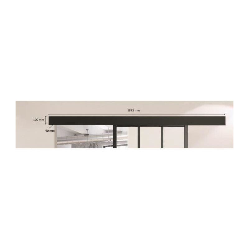 OPTIMUM - Kit porte coulissante + rail + bandeau Atelier - H 204 x L 93 x P 4 cm - Noir verre transparent 2