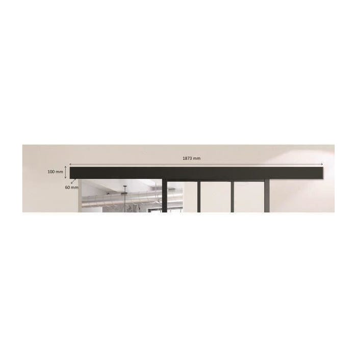 OPTIMUM - Kit porte coulissante + rail + bandeau Atelier - H 204 x L 93 x P 4 cm - Noir verre transparent 2