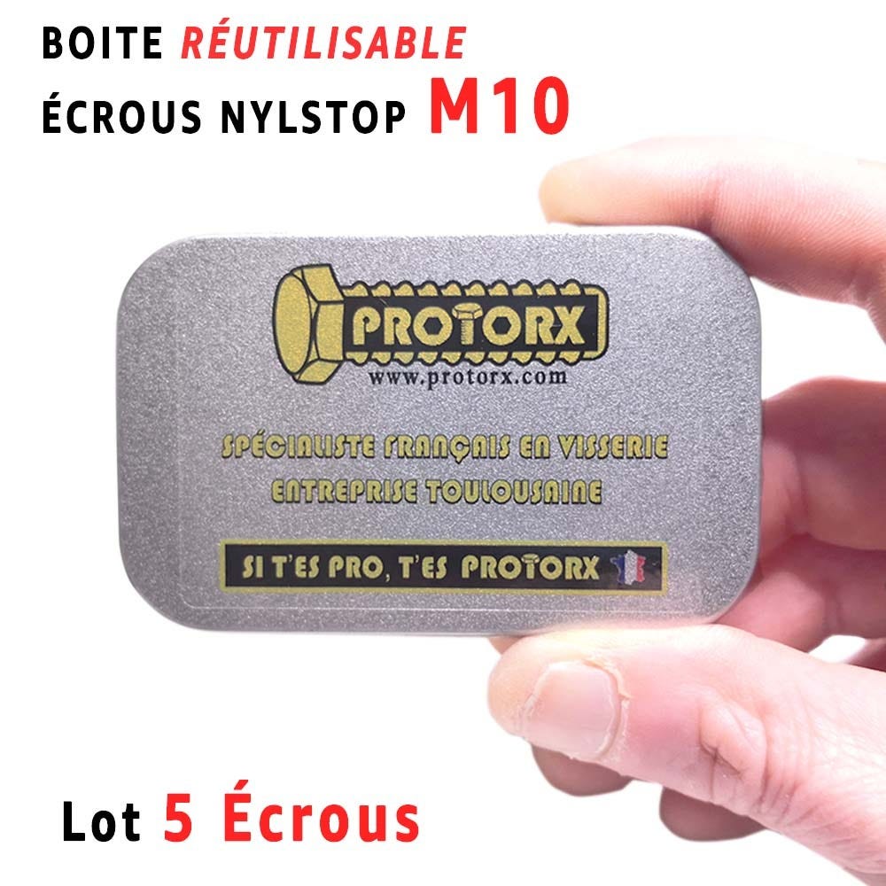 Ecrou Indesserable Autofreiné M10 : Boite 5 Pcs Nylstop Autobloquant Frein - Bague Nylon de Blocage | HI - DIN985 |(Diam. 10mm x 17mm) Inox A2 4
