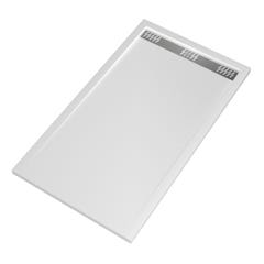 Receveur en acrylique Blanc 80x140x5 cm - Grille Linéaire Chrome - WHITENESS II 4