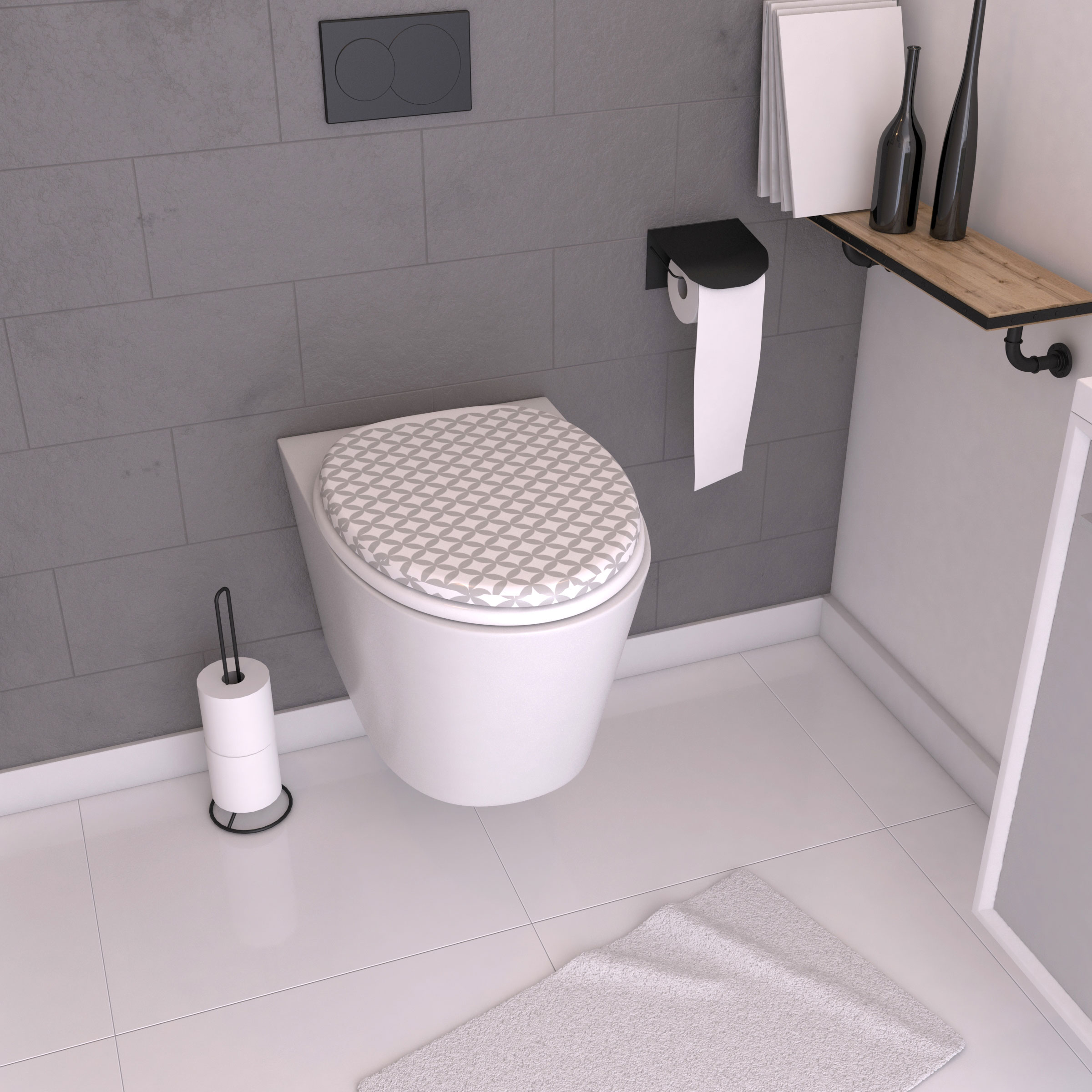 Abattant de toilette universel - Double frein de chute - PP - déclipsable