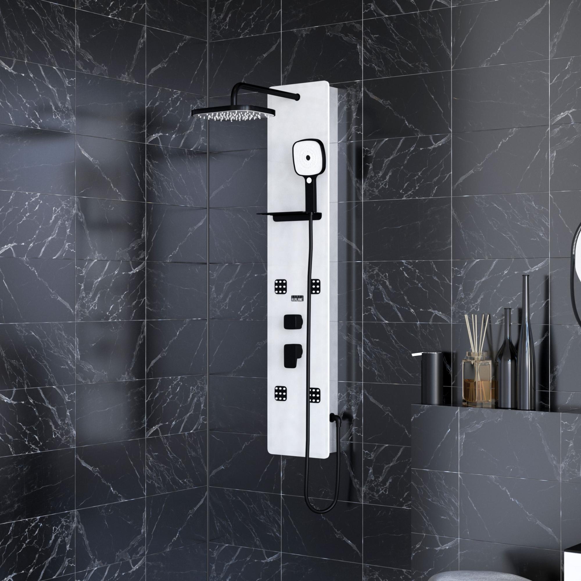 Colonne de douche Hydromassante - 25x125x6cm - Verre Blanc 6mm - EPSILON 2