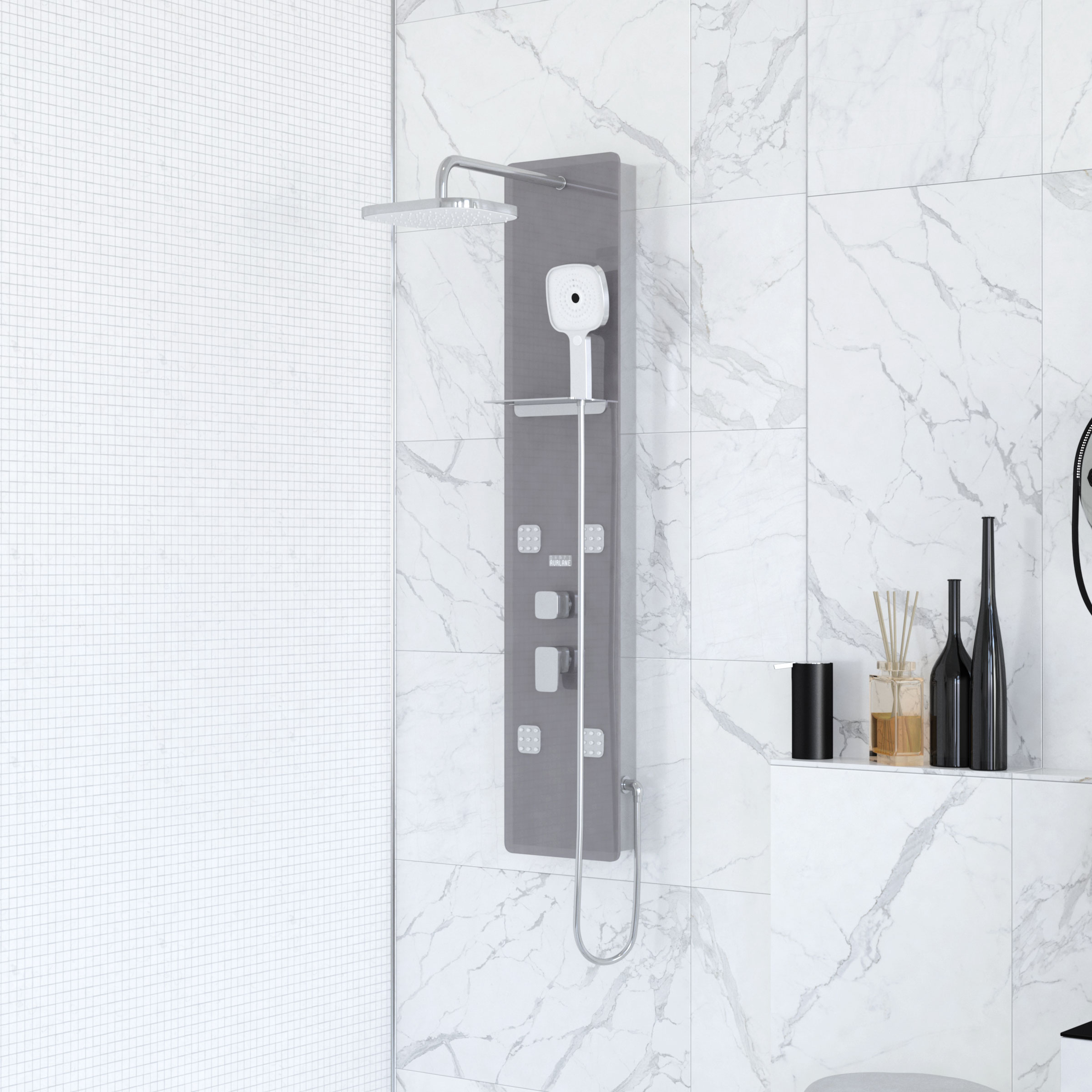 Colonne de douche Hydromassante - 25x125x6cm - Verre Gris 6mm - EPSILON 2