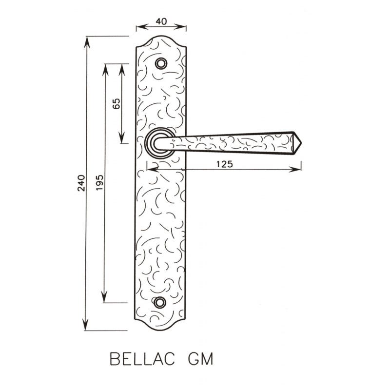 Ensemble sur plaque de style BELLAC fer rouil martelé clé I - BOUVET - ES48IC32E 1