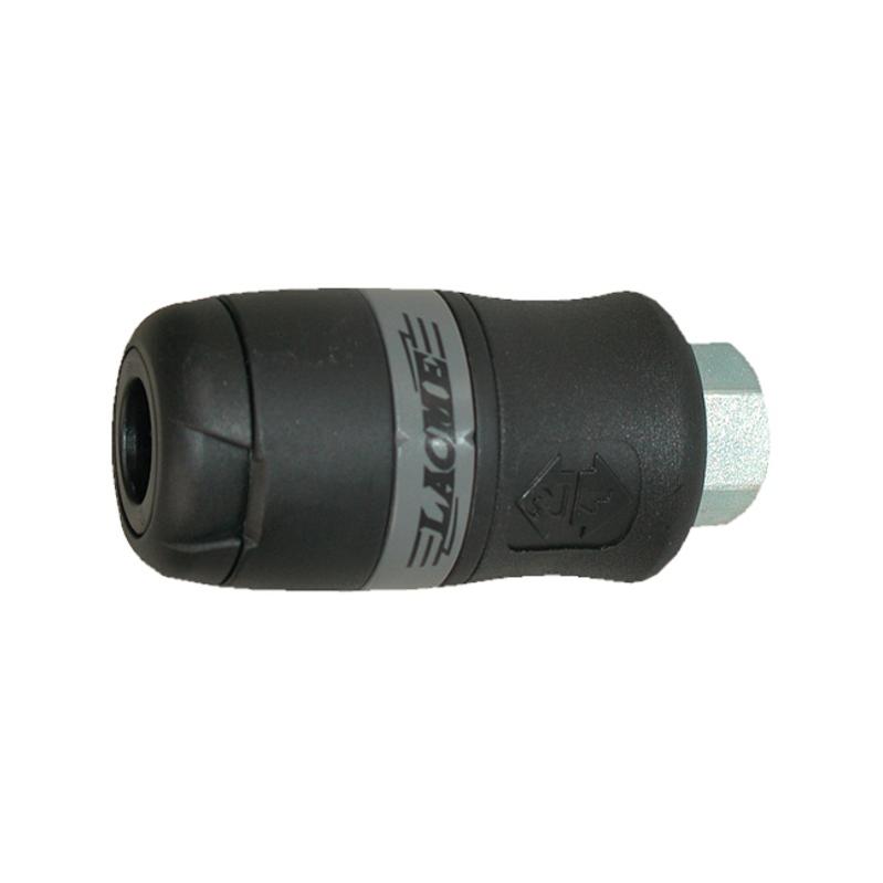 Raccord automatique à bague avec système daccrochage à billes en Inox 14 Femelle Corps en laiton nickelé Livré avec collier de serrage