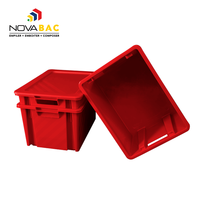 Bac gerbable et emboîtable en polypropylène Novabac coloris rouge 18 litres 1
