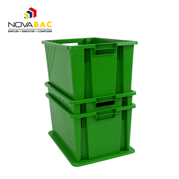 Bac gerbable et emboîtable en polypropylène Novabac coloris vert émeraude 54 litres 3