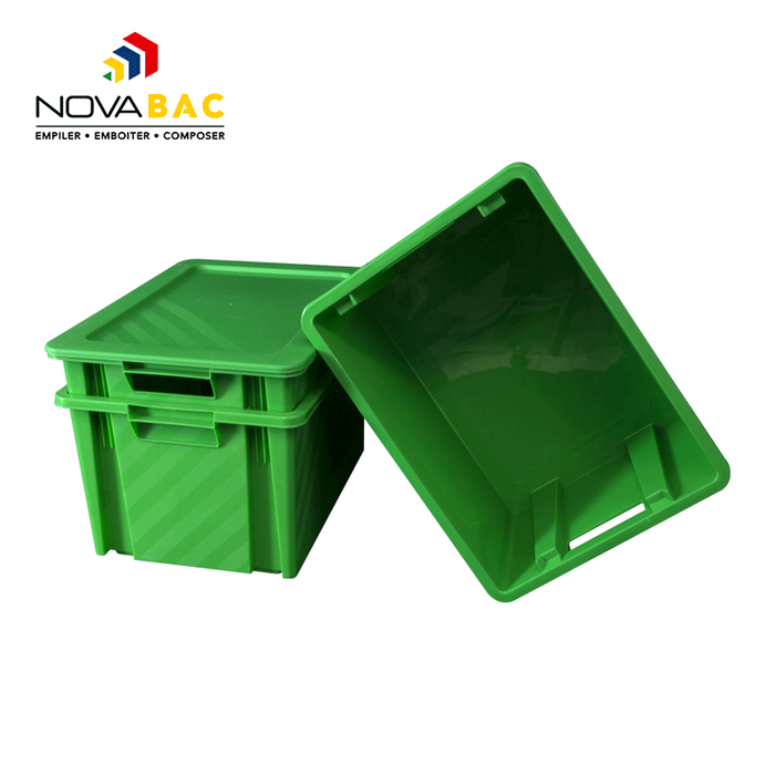 Bac gerbable et emboîtable en polypropylène Novabac coloris vert émeraude 18 litres 1
