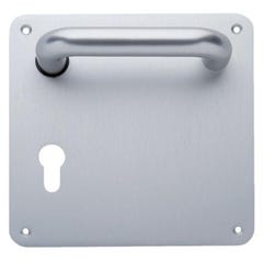 Ensemble aluminium Type Vittel béquille 1380 plaque carrée de 170 x 170 en 2 mm borgne anodisé argent 1