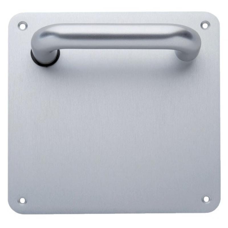 Ensemble aluminium Type Vittel béquille 1380 plaque carrée de 170 x 170 en 2 mm clé l anodisé argent 0