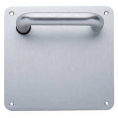 Ensemble aluminium Type Vittel béquille 1380 plaque carrée de 170 x 170 en 2 mm clé l anodisé argent 0