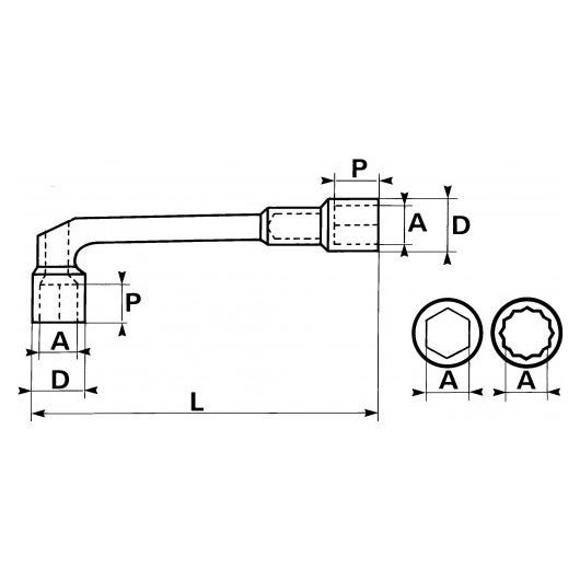 SAM OUTILLAGE - Clés à pipe débouchées polies 6/12 pans en mm - 30 mm 1