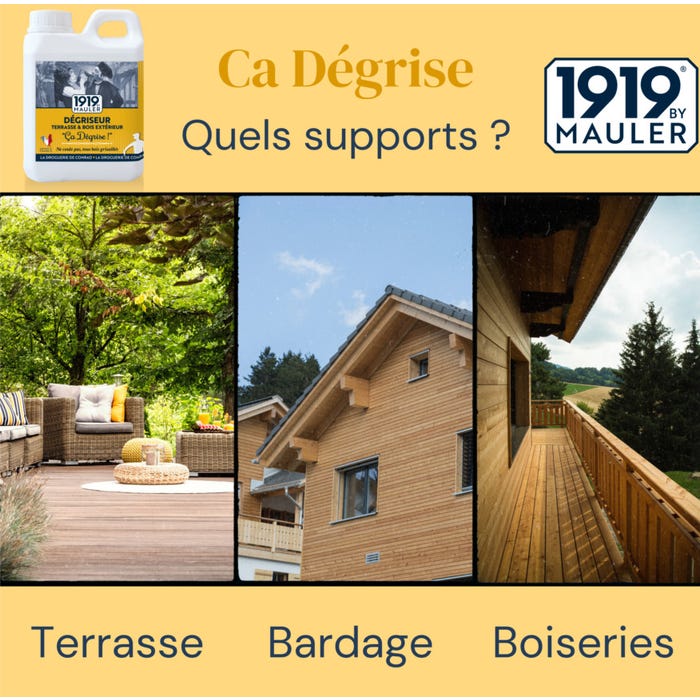 Dégriseur terrasse bois 2.5L pour 25m² 1919 BY MAULER : Dégrise, décrasse, régénère & ravive sans abîmer le bois 0