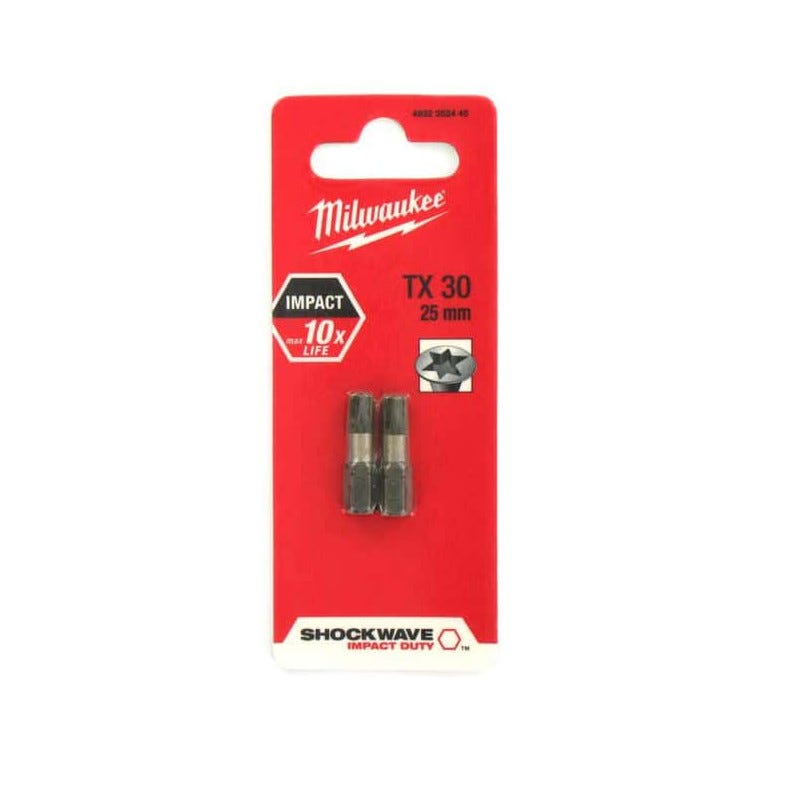 2 Embouts Torx Milwaukee TX30 25mm SHOCKWAVE 4932430885 0