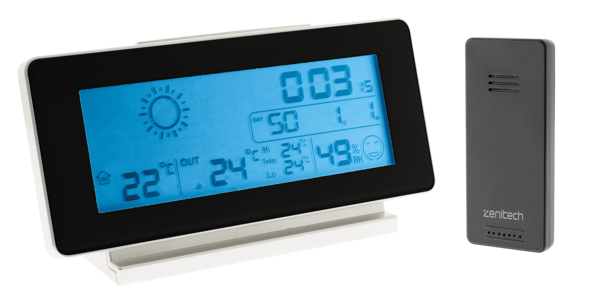 Station météo noir et blanc avec capteur sans fil (IP44) - Otio