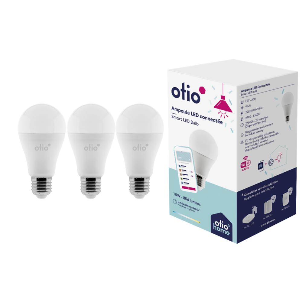 Pack de 3 ampoules connectées WIFI LED E27 10W - OtioHome