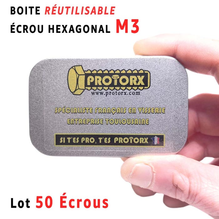Ecrou Hexagonal M3 : Boite 50 Pcs en Acier Inoxydable | HU - DIN934 - Inox A2 | (Diam.int = 3mm x Diam.ext = 5,5mm) 4