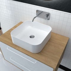Vasque carrée blanche en céramique à poser - 40x40x13.5cm - POP SQUARE ROUNDED 1